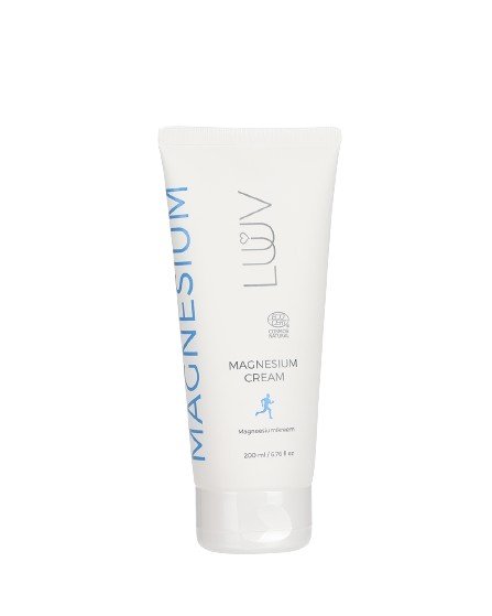 4. Studio shot of LUUV Magnesium Cream tube with ECOCERT logo