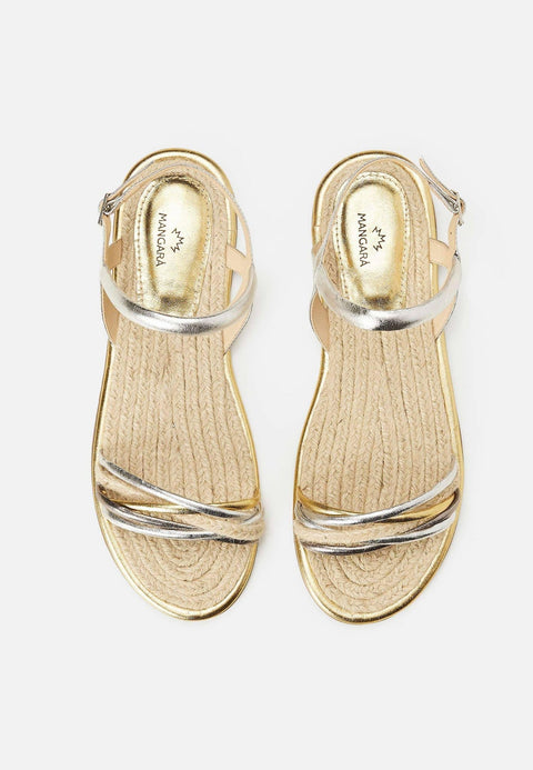 4. Top view of Mangará Albizia Women's Sandals, showing cushioned footbed and silver leather straps