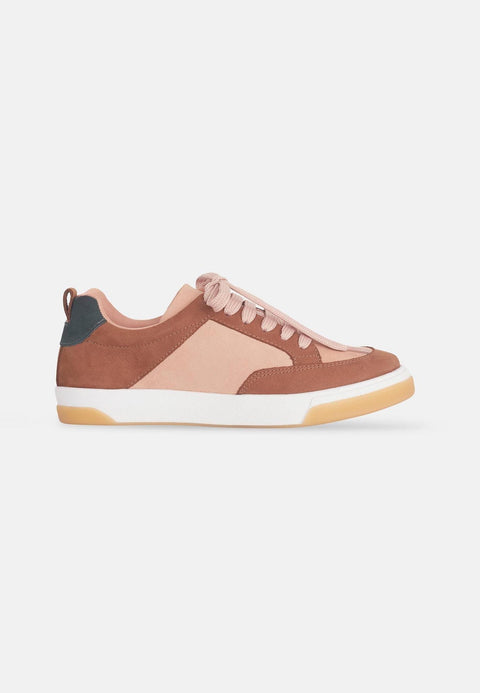 4. Women's Allamanda sneakers by Mangará in multicolored suede, angled studio view