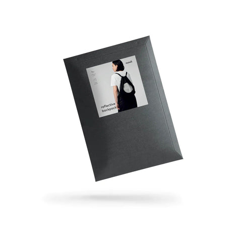 3. Packaging of March Design Studio's Water Resistant Reflective Backpack SPLASH featuring product image and branding