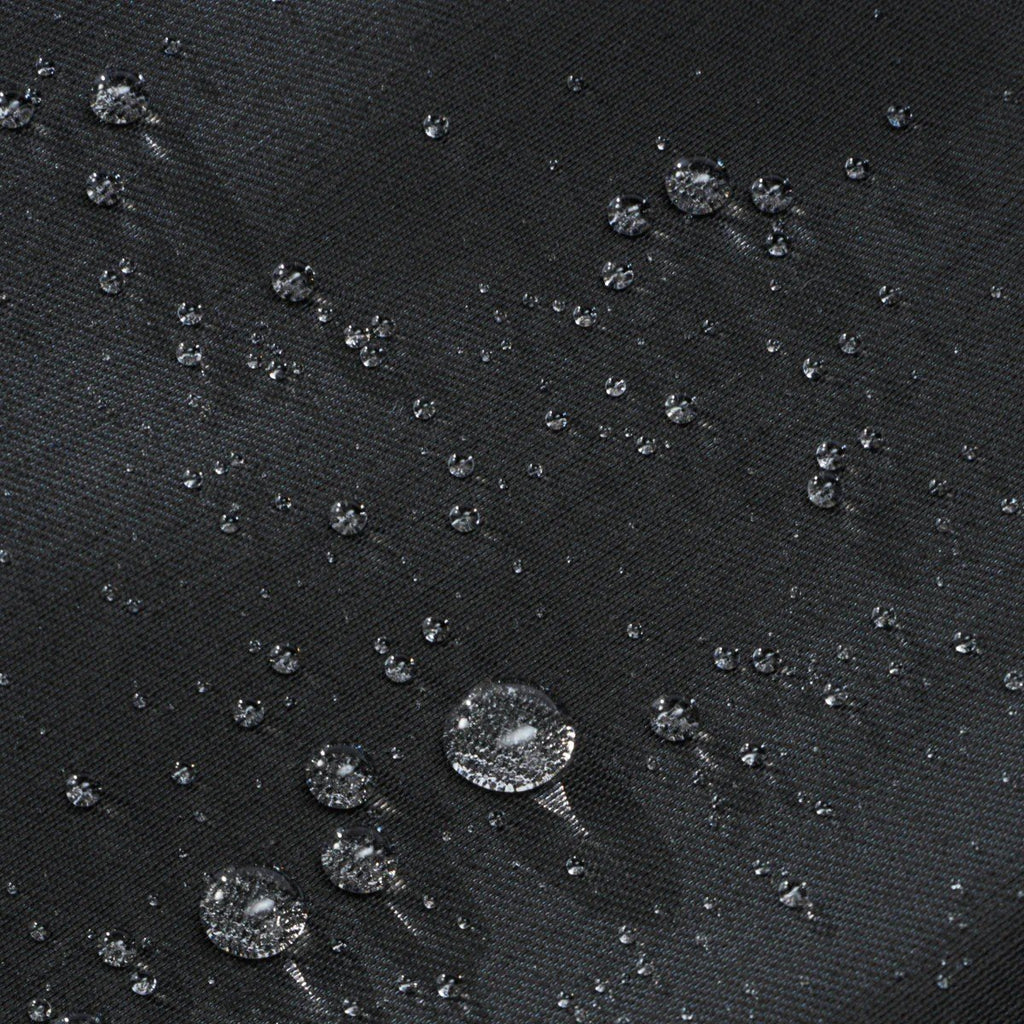 5. Close-up of water-resistant fabric on March Design Studio's Reflective Backpack SPLASH, showing water droplets