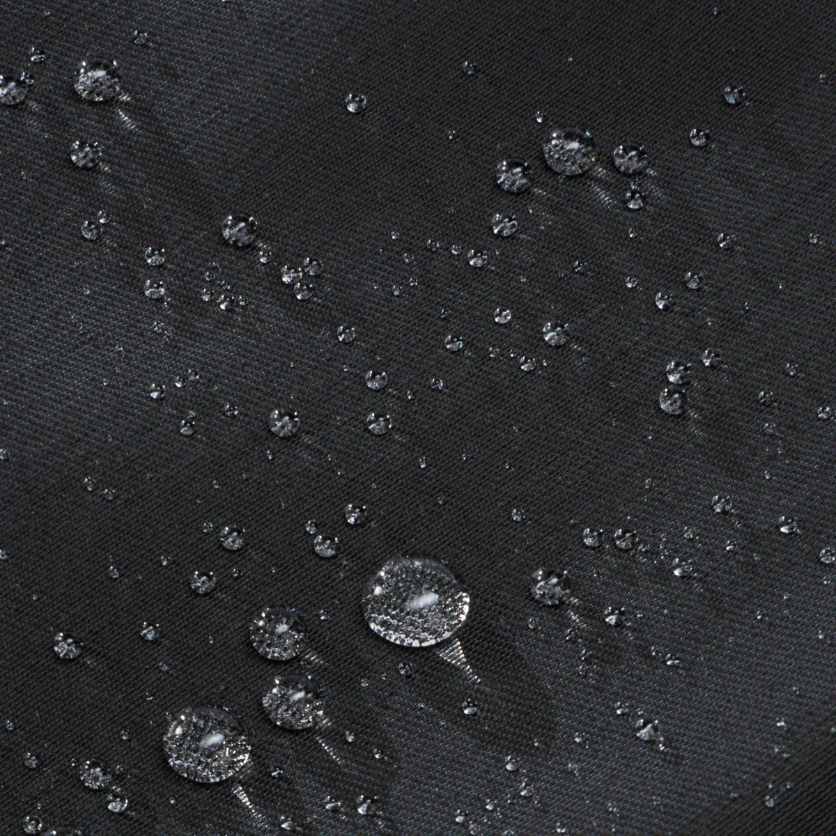 5. Close-up of water-resistant fabric on March Design Studio's Reflective Backpack SPLASH, showing water droplets