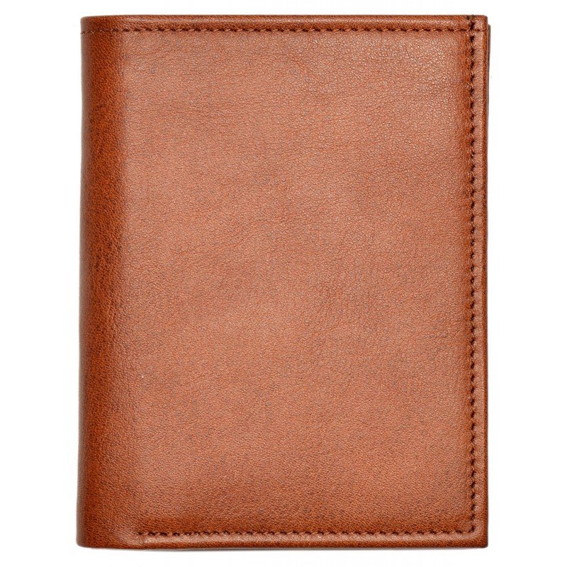 2. Front view of men's Papillon leather wallet in tan, showcasing smooth finish