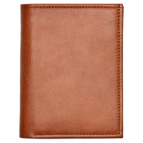 2. Front view of men's Papillon leather wallet in tan, showcasing smooth finish