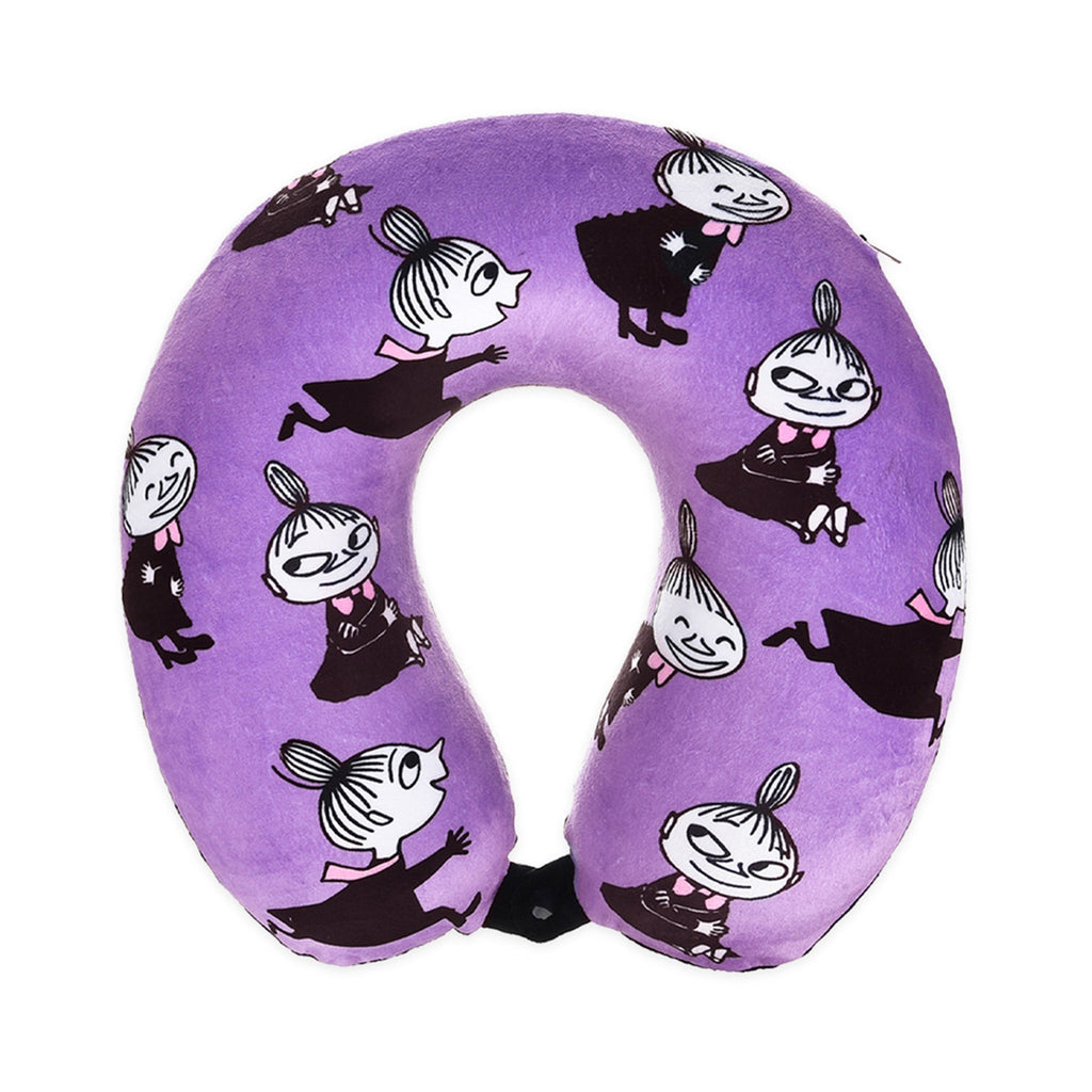 1. Lilac memory foam travel neck pillow featuring Little My character print from Moomin by NordicBuddies