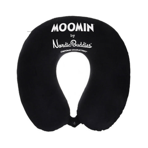 2. Black memory foam travel neck pillow with white Moomin by NordicBuddies logo