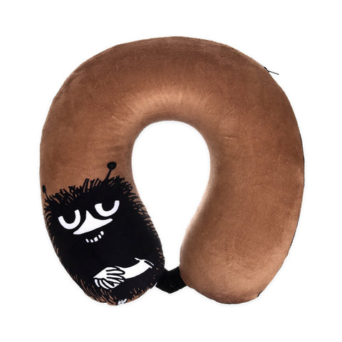 1. Brown memory foam travel neck pillow featuring Stinky character from Moomin by NordicBuddies, with a soft cover and playful design