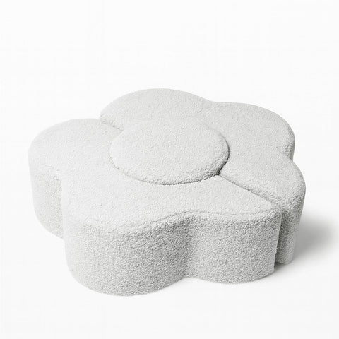 2. MeowBaby foam flower shape set in bearly off white, flower module with circular center on a white background