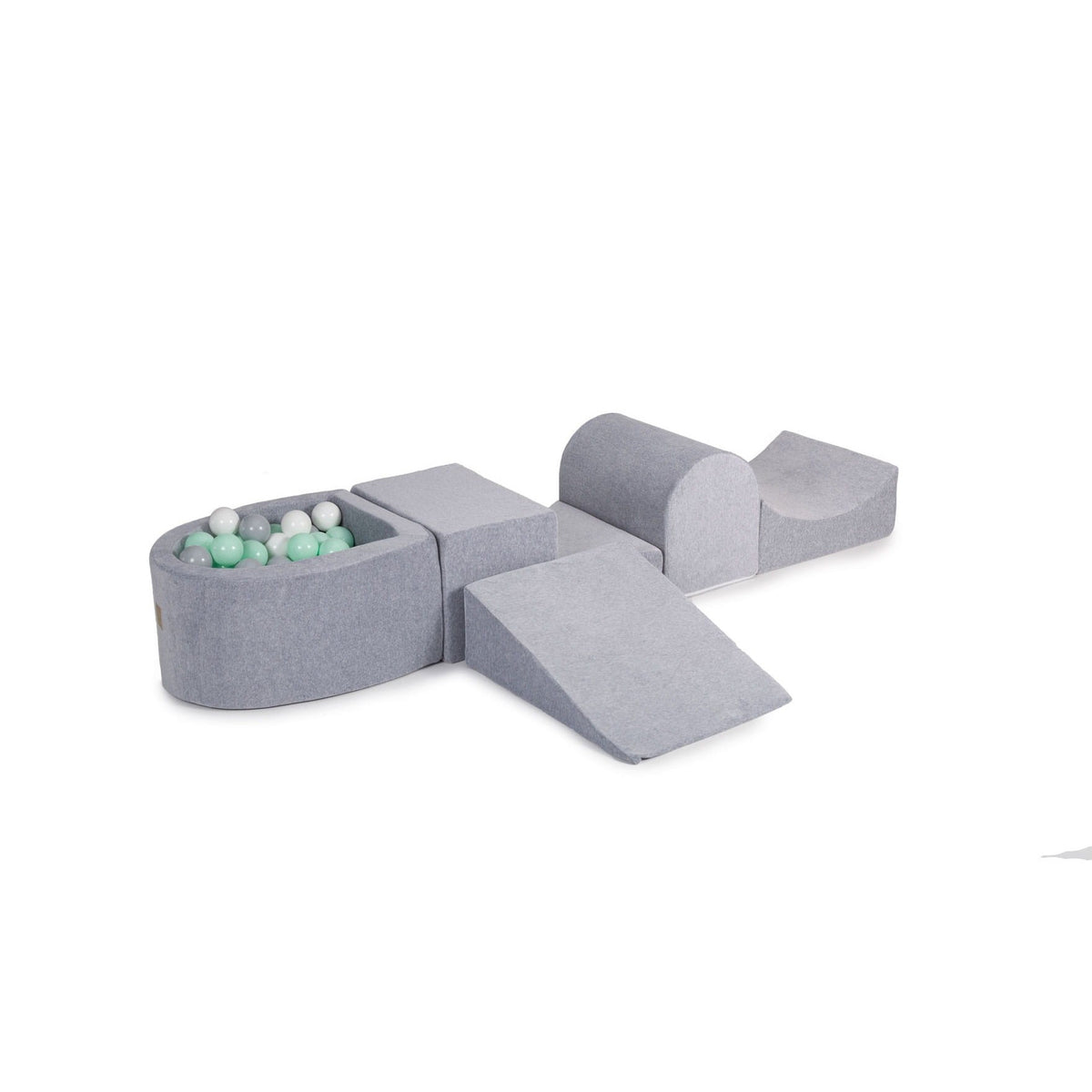 MeowBaby® Grey Velvet Playset with Ball Pit - Mint, Gray & White Balls