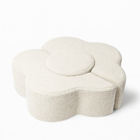 4. MeowBaby flower-shaped foam module in bearly cream with central circular piece on white background