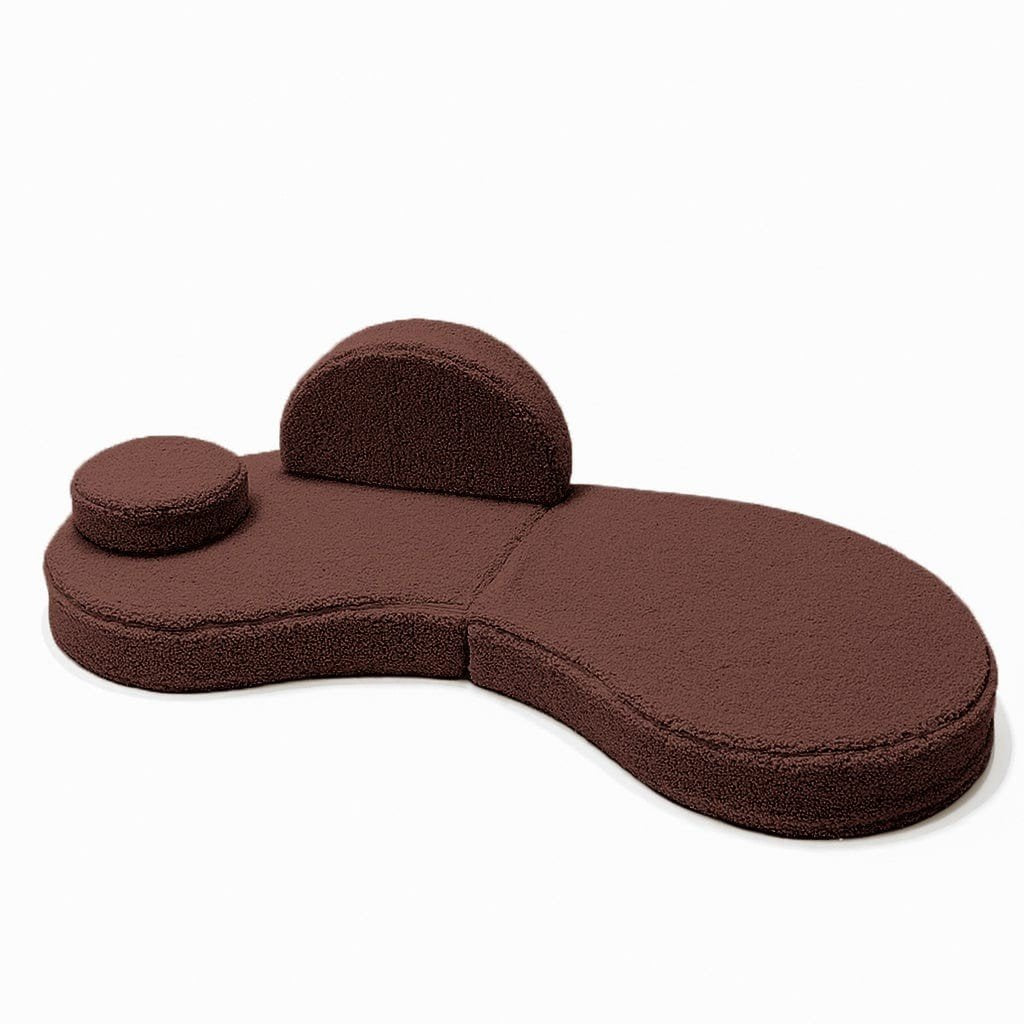 3. Bearly Brown kids' sofa with one backrest and a circular cushion, arranged in a simple layout on a white background