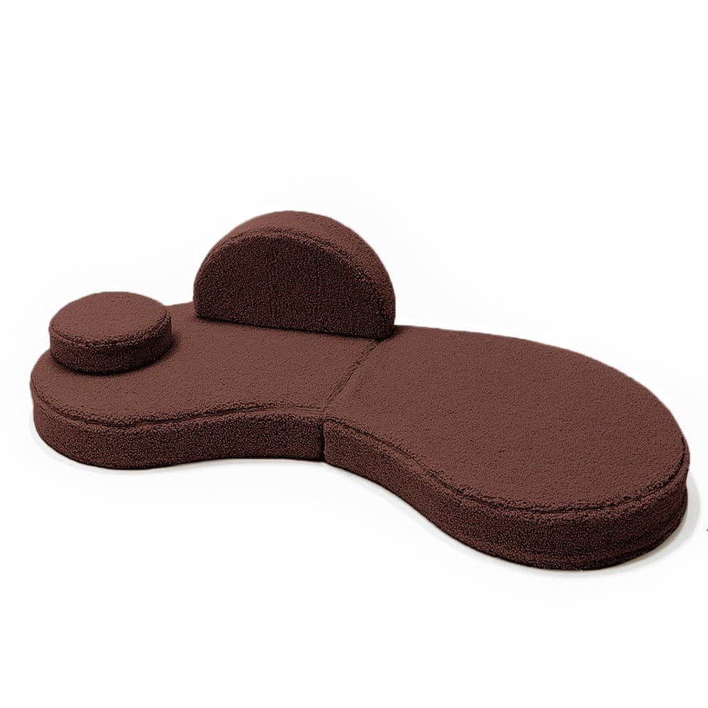 7. MeowBaby modular sofa for kids in Bearly Brown with one backrest and a circular cushion, shown in a simple configuration