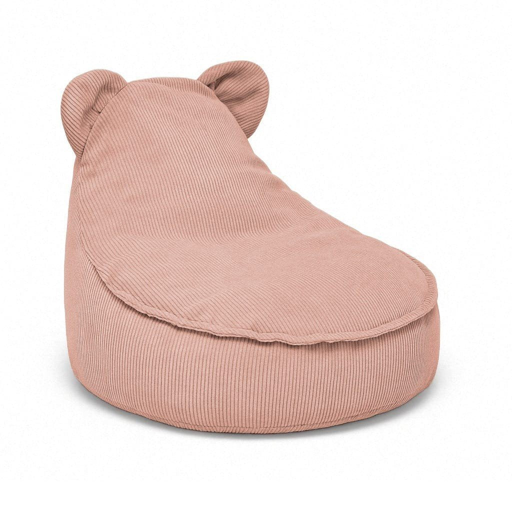 1. Brick-colored MeowBaby Slimcord Teddy Sako Bag with bear ears, made of ribbed corduroy, shown in a studio setting