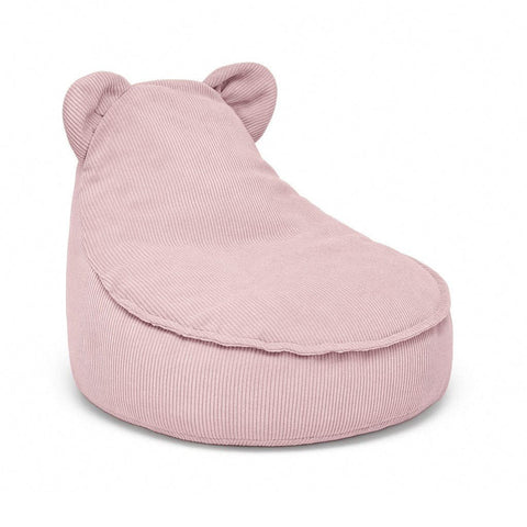 1. Pink MeowBaby Slimcord Teddy Sako Bag with bear ears, made of ribbed corduroy, shown in a studio setting