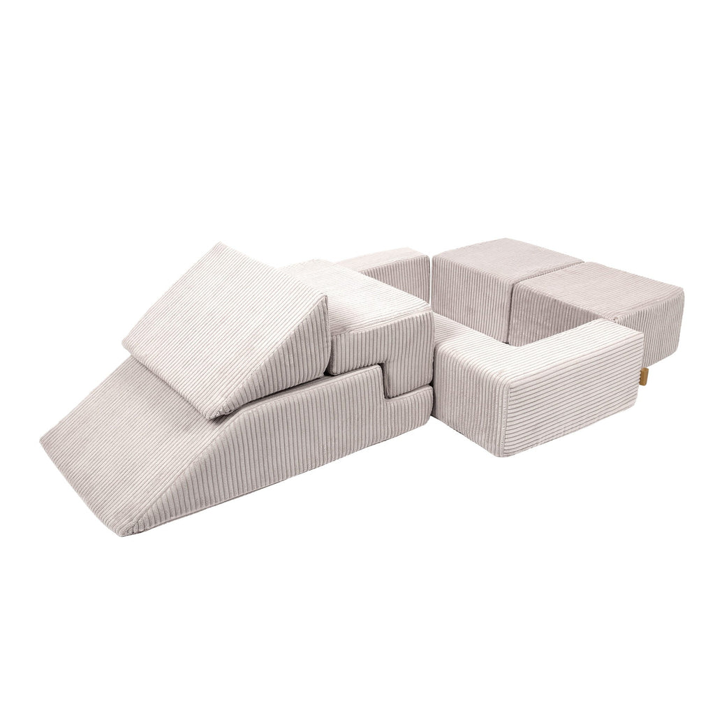 MeowBaby® Soft Velvet Bricks Sofa - Ecru