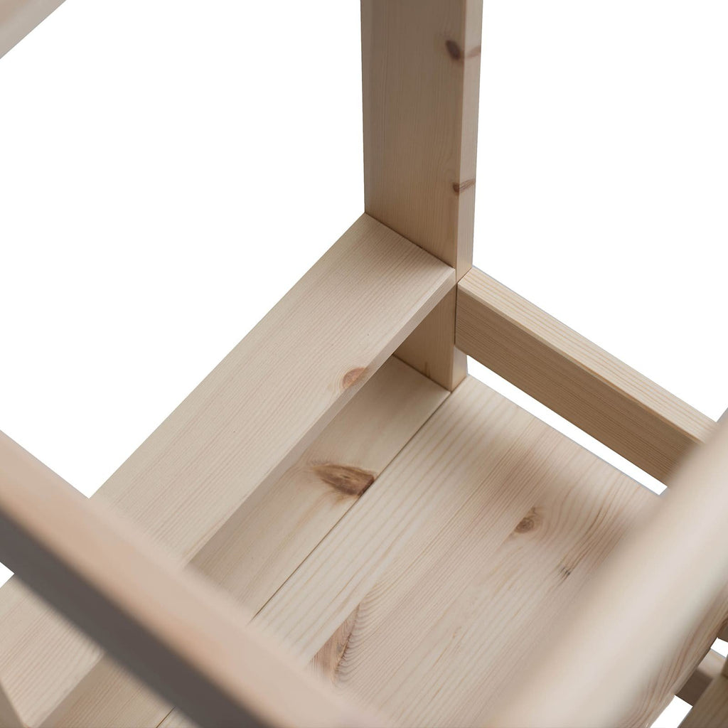 14. Close-up of natural pine wood texture on MeowBaby kitchen helper