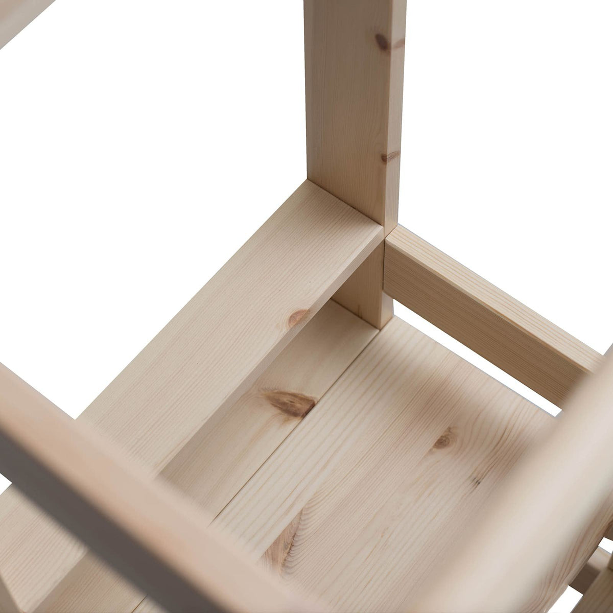 14. Close-up of natural pine wood texture on MeowBaby kitchen helper