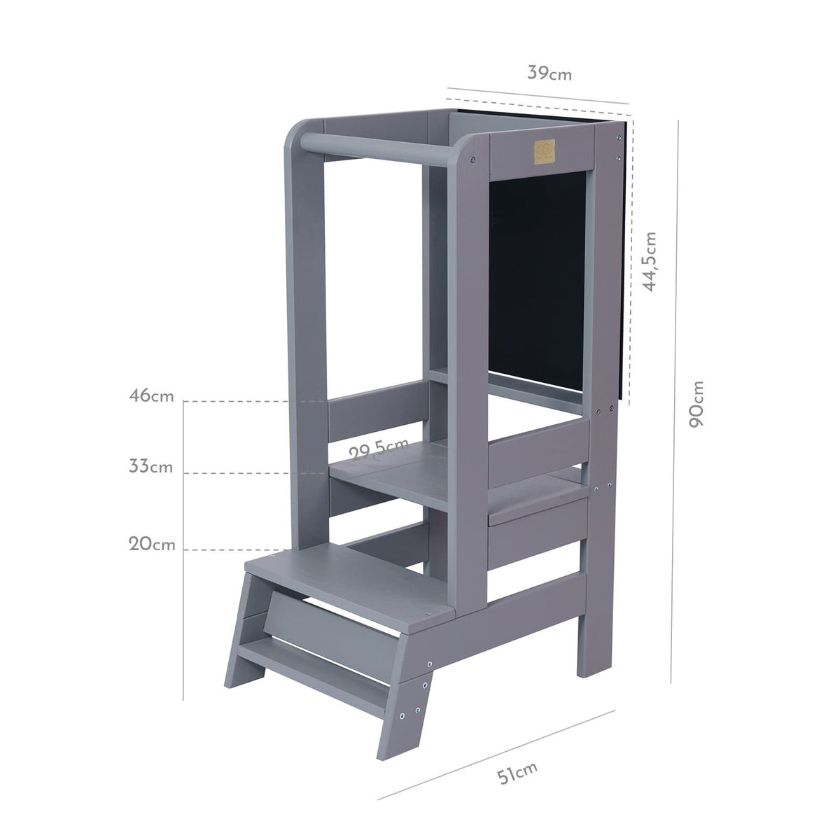 5. Size chart for MeowBaby kitchen helper with adjustable platform heights