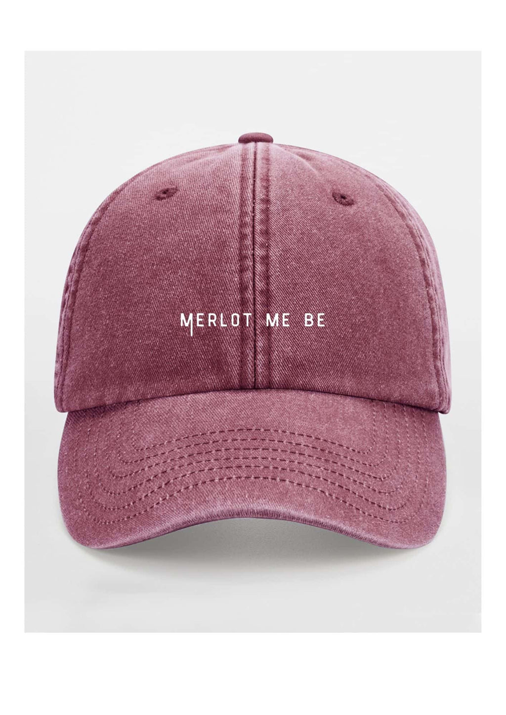4. Burgundy Merlot Me Be cap by Black Giraffe Brand with white text on front, studio background