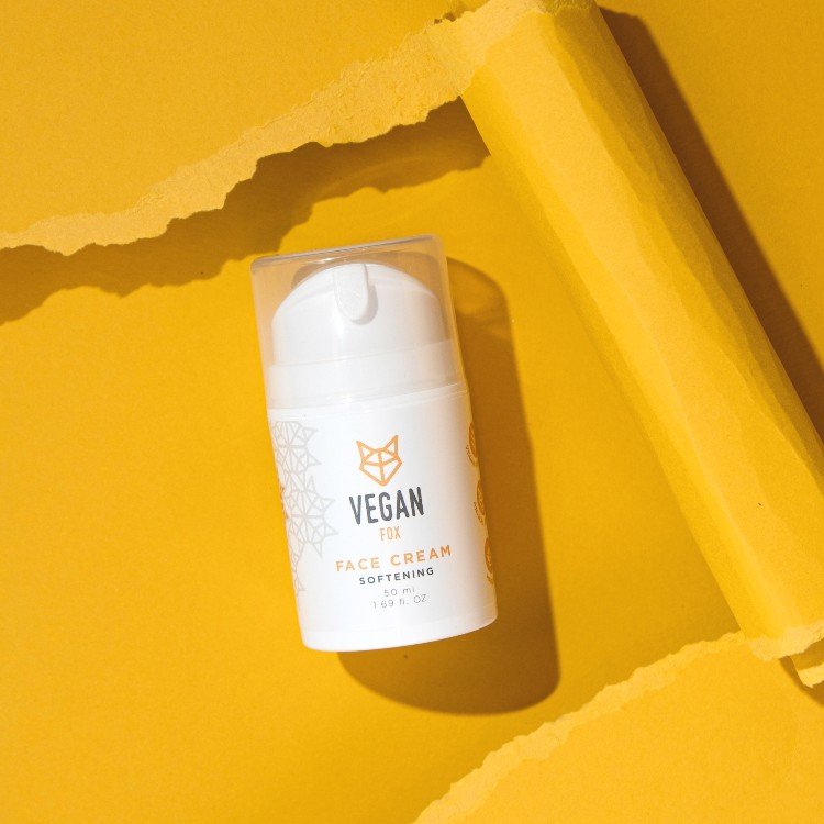 4. Vegan Fox Softening Face Cream on a yellow background, highlighting product design