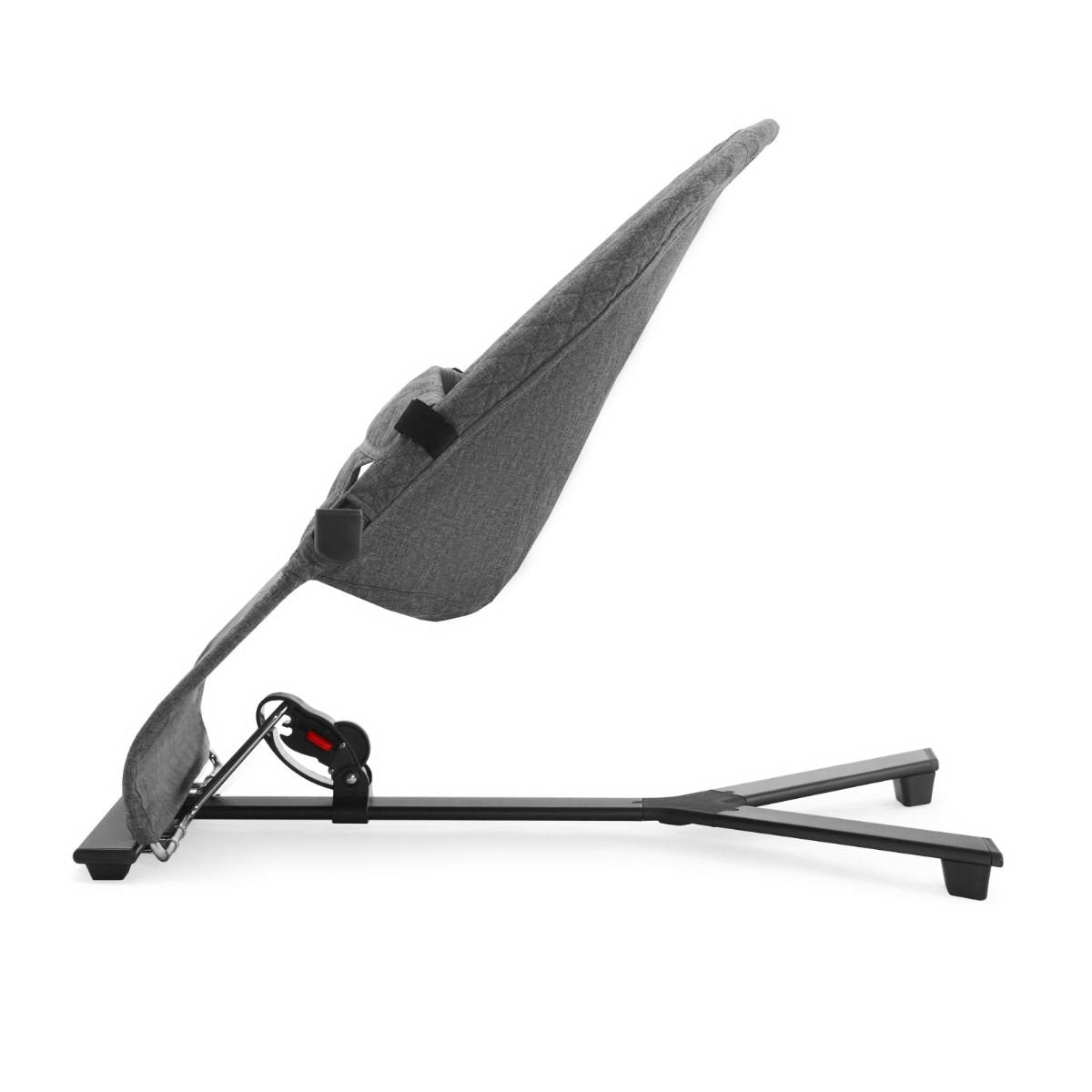 4. Side view of grey Kinderkraft MIMI bouncer in upright position, studio setting