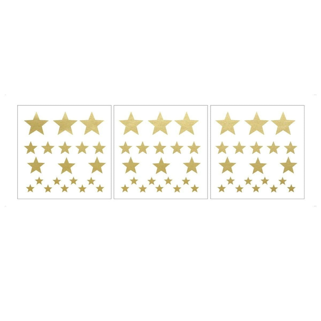 2. Three templates of gold star stickers in various sizes on white background