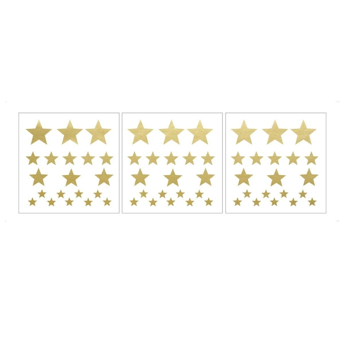 2. Three templates of gold star stickers in various sizes on white background