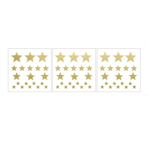 2. Three templates of gold star stickers in various sizes on white background