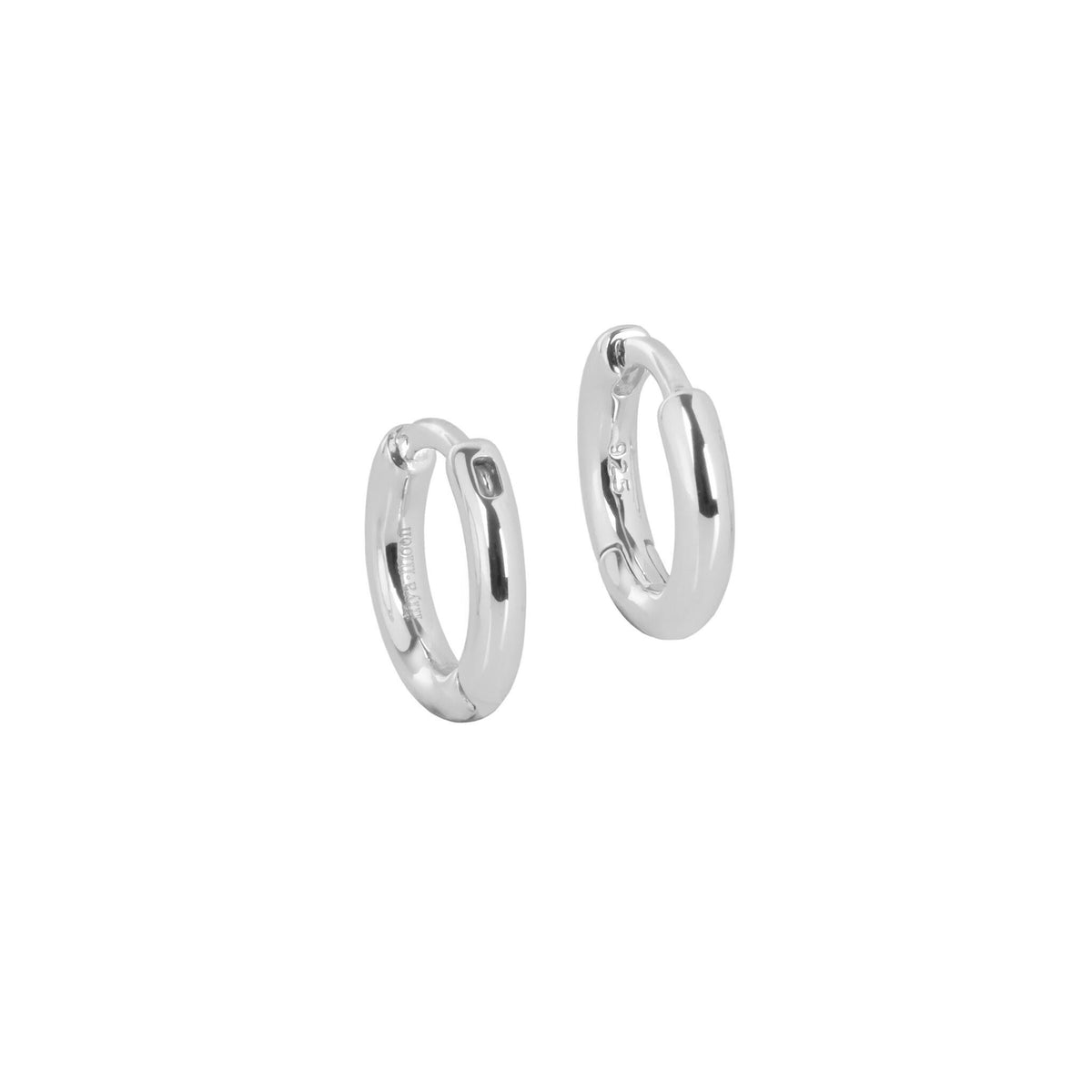 3. Single silver plated hoop earring made of 925 silver with a 2.2 mm thickness and 10 mm inner diameter, shown on a white background