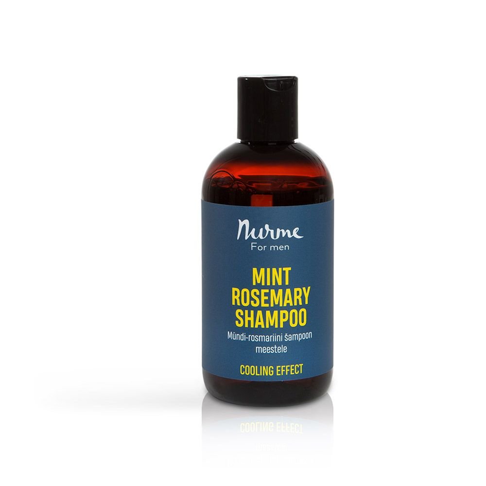 4. Nurme mint rosemary shampoo for men with cooling effect, studio shot highlighting product design