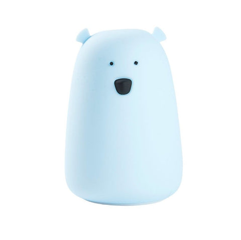 2. Blue Big Bear silicone lamp by Rabbit & Friends on white background, showing bear shape with black eyes and nose