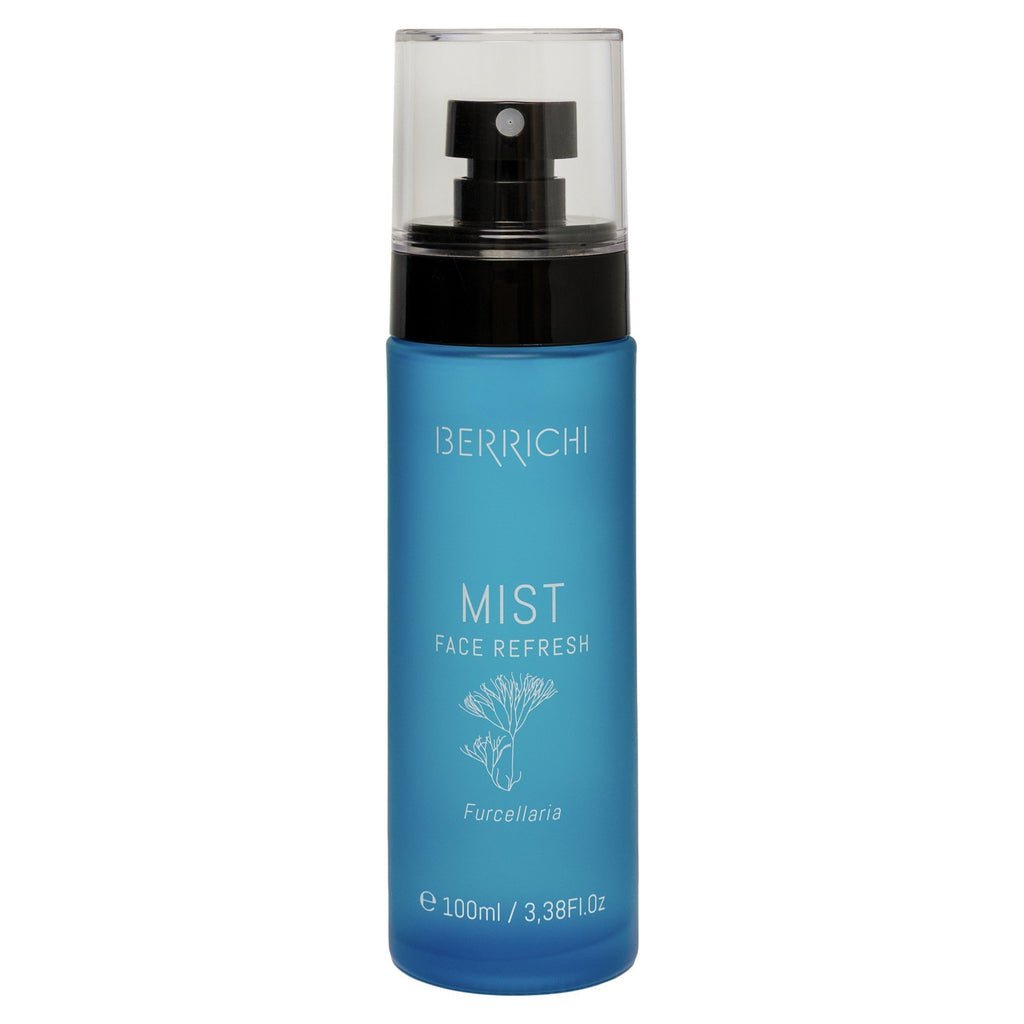 7. Studio shot of Berrichi MIST Face Spray, highlighting blue bottle and branding