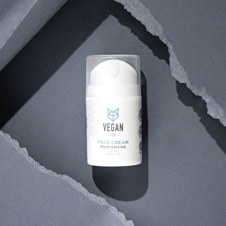 5. Vegan Fox Moisturising Face Cream 50 ml on textured grey background