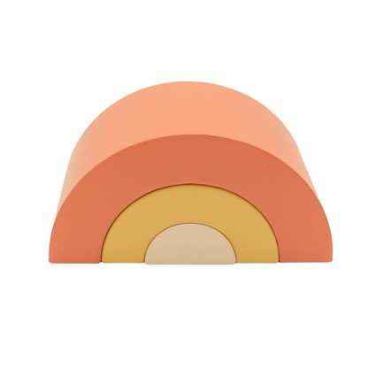 1. Montessori soft play set in pastel pink, orange, and yellow arch shapes on white background