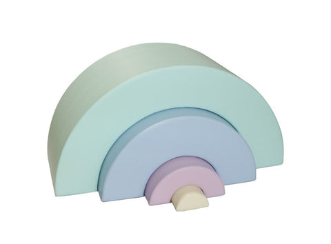 3. Studio shot of pastel rainbow soft play set pieces stacked in descending order