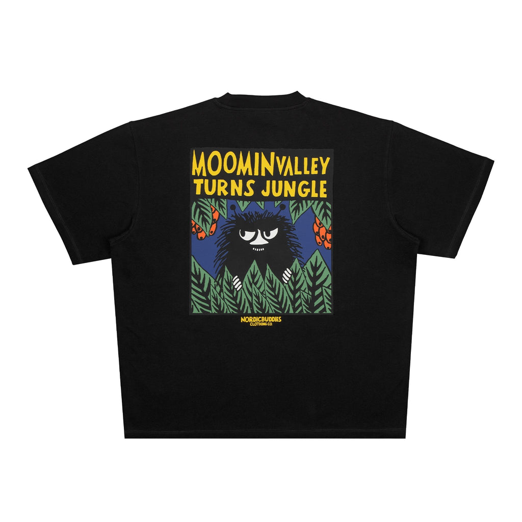 4. Studio shot of Moomin Jungle t-shirt highlighting back graphic design