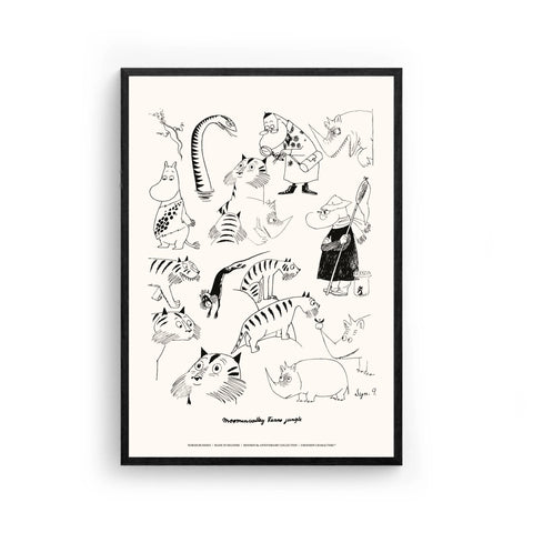 2. Moomin Jungle Poster by NordicBuddies in black frame, 30x40 cm, on silk paper