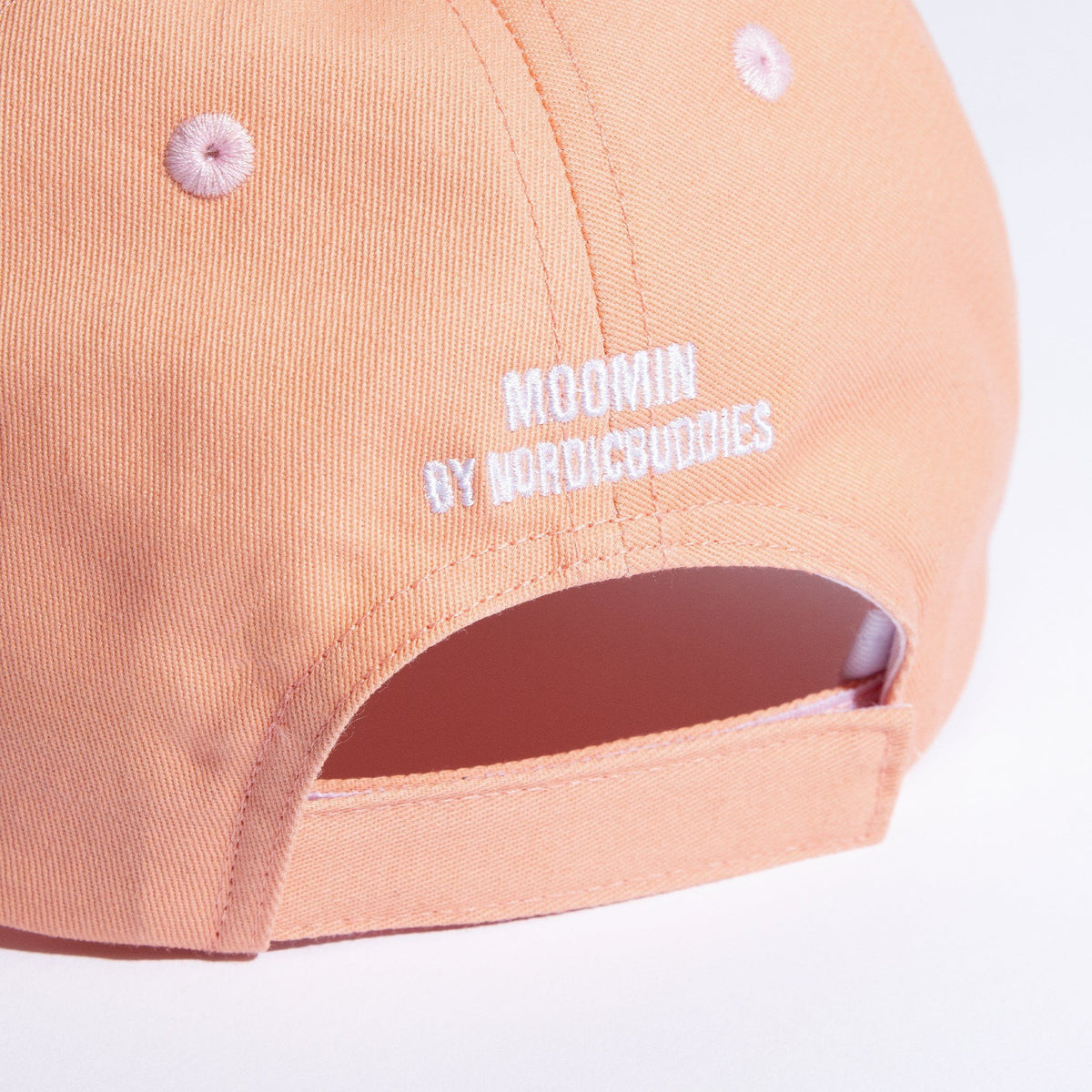 2. Back view of Moomin Snorkmaiden kids cap showing adjustable strap and branding