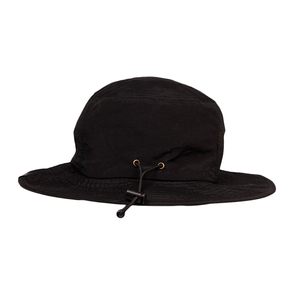 5. Back view of Moomintroll Brimmer Hat in black, showing adjustable strap detail