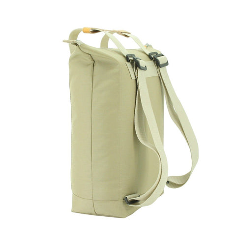 3. Side view of Noel beige 3in1 bag, highlighting adjustable straps and durable Cordura material