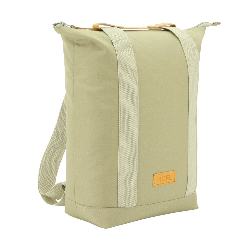 2. Side view of Noel beige multifunctional 3in1 bag, showcasing shoulder strap and brand logo