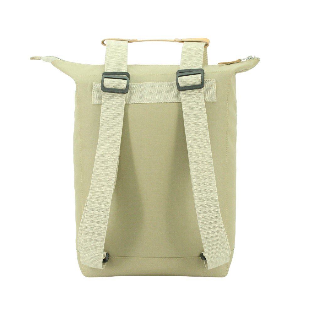 5. Rear view of Noel beige 3in1 bag, emphasizing adjustable straps and secure zipper closure