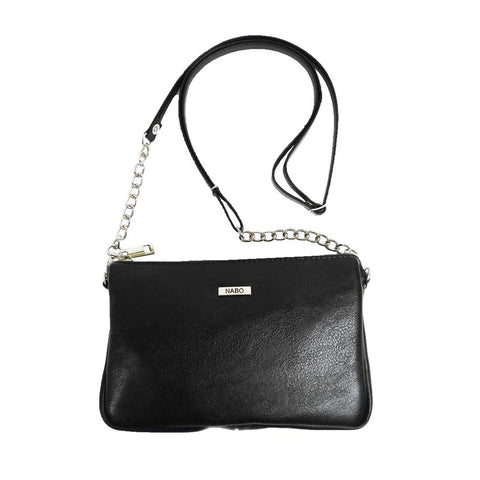 1. Nabo L2509 black shoulder bag with adjustable chain strap, shown in studio setting