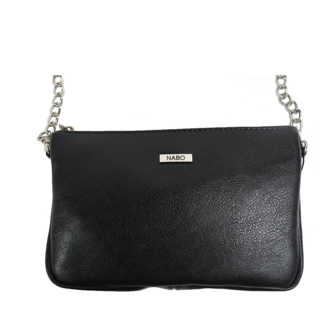 2. Nabo L2509 black shoulder bag with chain strap, front view in studio