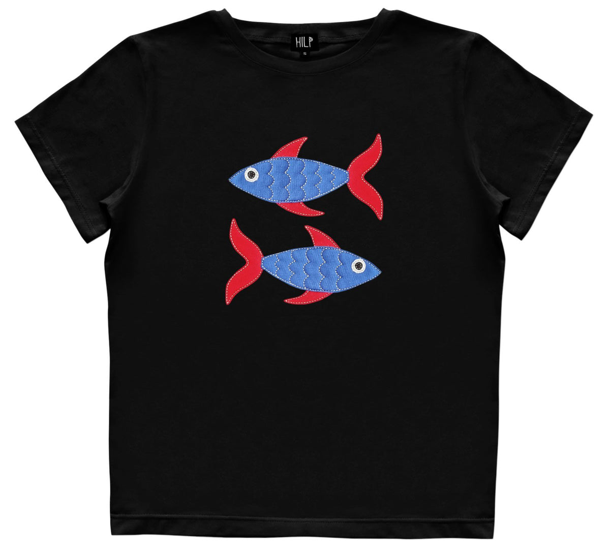 4. Women's Pisces T-shirt in black featuring fish design, studio image