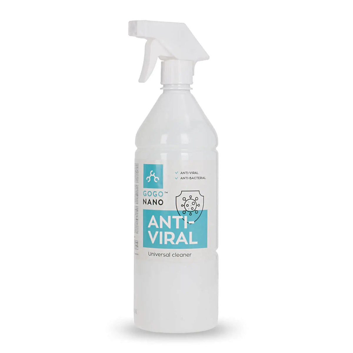 2. GoGoNano Anti-Viral 2-in-1 deep cleaner and disinfectant bottle with spray nozzle on white background
