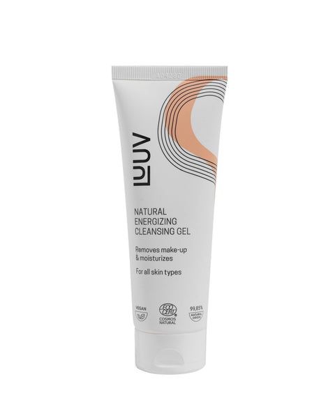 3. LUUV Natural Energizing Cleansing Gel tube with orange design on a white background