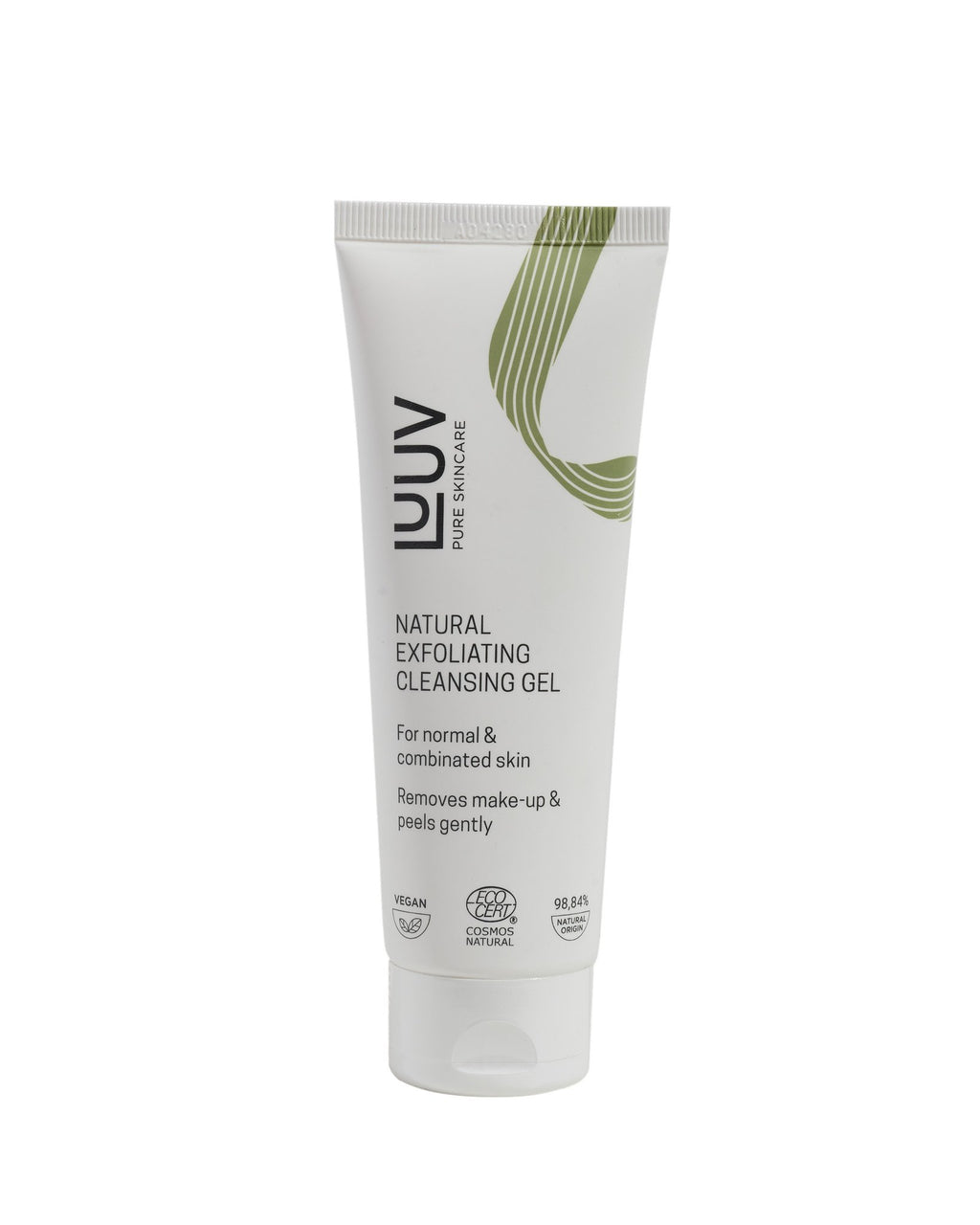 2. LUUV Natural Exfoliating Cleansing Gel with Bamboo, 75ml, in studio with white background