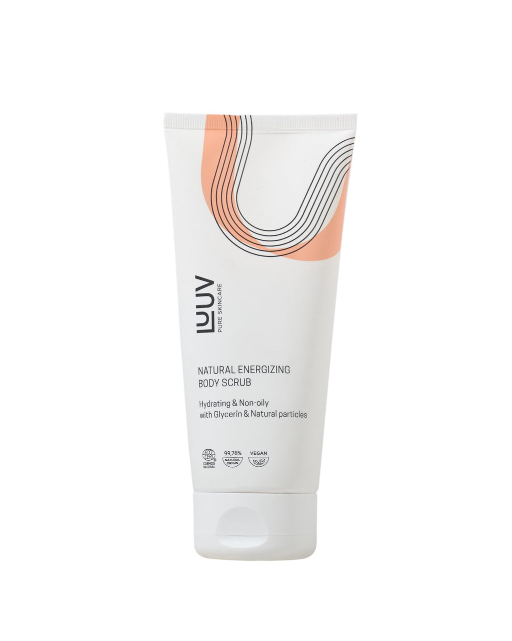 2. LUUV Natural Energizing Body Scrub tube with orange design on a white background