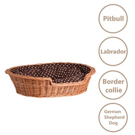 5. Size chart for dog bed showing suitable breeds like Pitbull, Labrador, Border Collie, German Shepherd